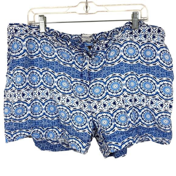 Caribbean & Company Blue Printed Shorts Casual Preppy Boho XXL - Picture 1 of 5